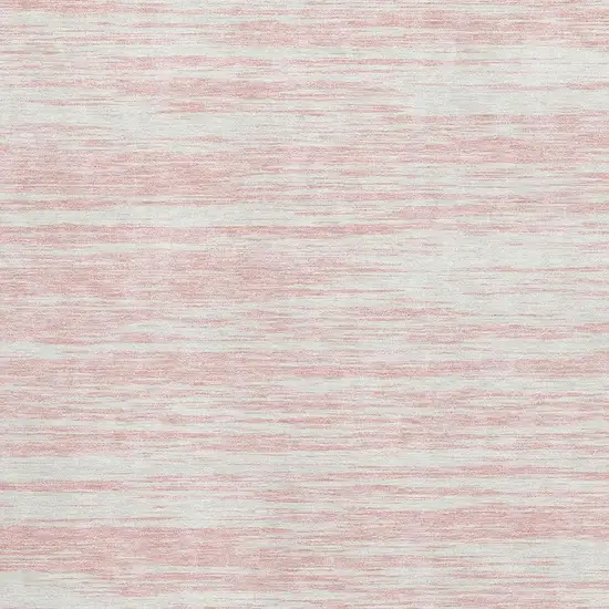 Pink And Ivory Striped Washable Area Rug With UV Protection Photo 3