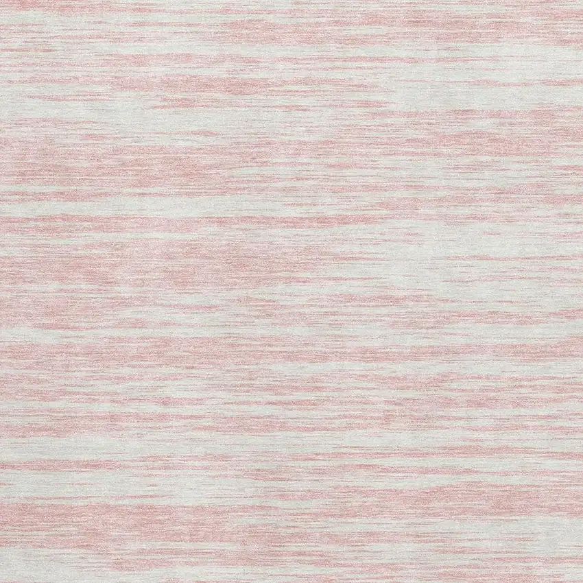 Pink And Ivory Striped Washable Area Rug With UV Protection Photo 3