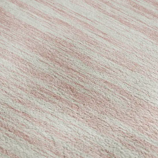 Pink And Ivory Striped Washable Area Rug With UV Protection Photo 2