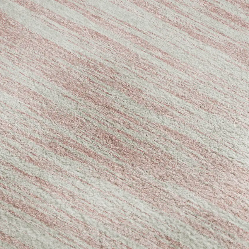 Pink And Ivory Striped Washable Area Rug With UV Protection Photo 2