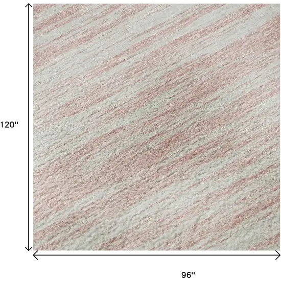 Pink And Ivory Striped Washable Area Rug With UV Protection Photo 9