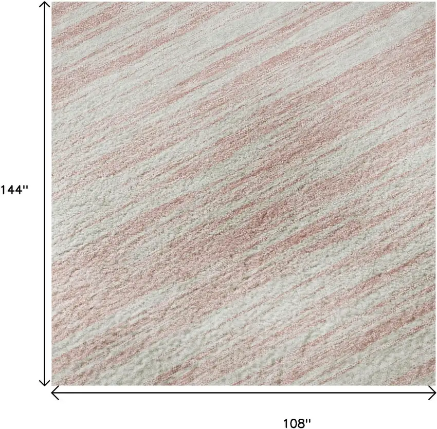 Pink And Ivory Striped Washable Area Rug With UV Protection Photo 9