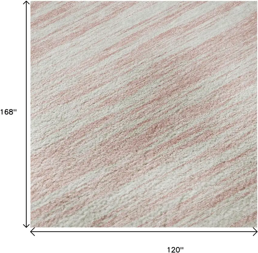 Pink And Ivory Striped Washable Area Rug With UV Protection Photo 9