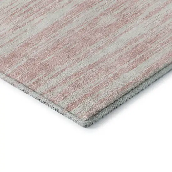 Pink And Ivory Striped Washable Area Rug With UV Protection Photo 8