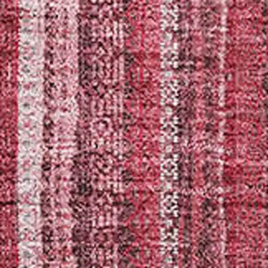 Pink And Ivory Striped Washable Area Rug With UV Protection Photo 3