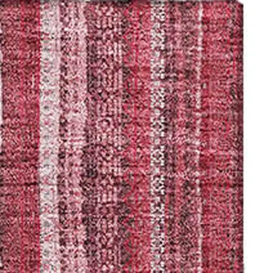 Pink And Ivory Striped Washable Area Rug With UV Protection Photo 4
