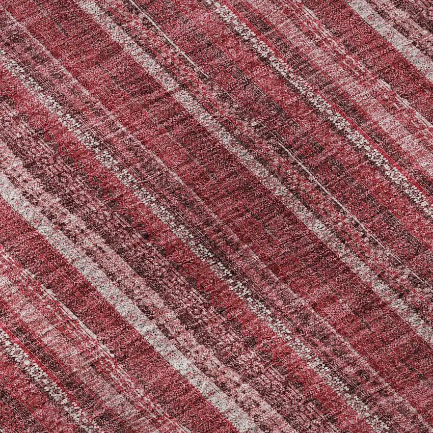 Pink And Ivory Striped Washable Area Rug With UV Protection Photo 7