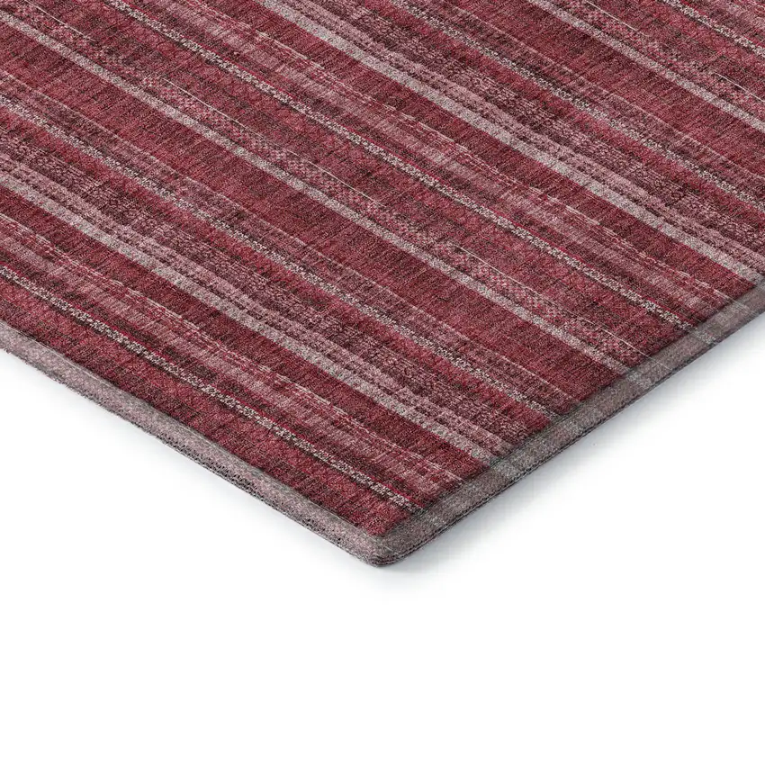 Pink And Ivory Striped Washable Area Rug With UV Protection Photo 5