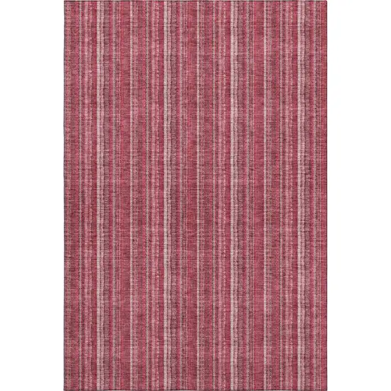 Pink And Ivory Striped Washable Area Rug With UV Protection Photo 3