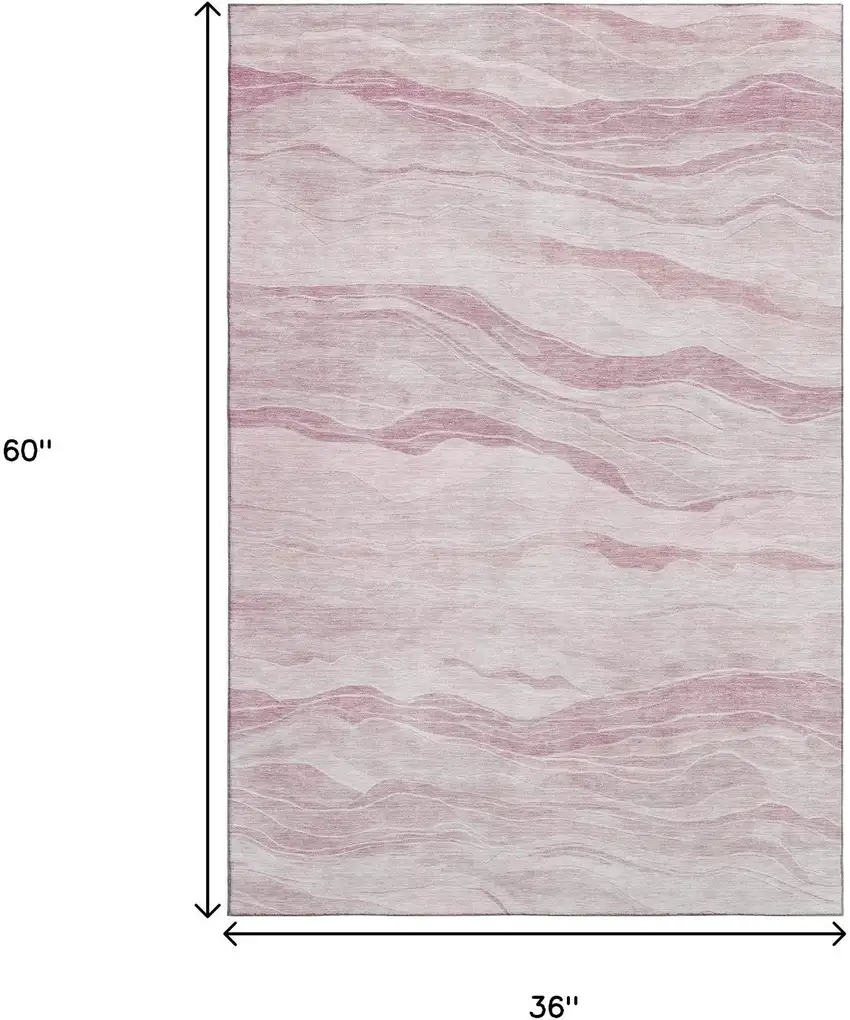 Pink And Ivory Striped Washable Area Rug With UV Protection Photo 3