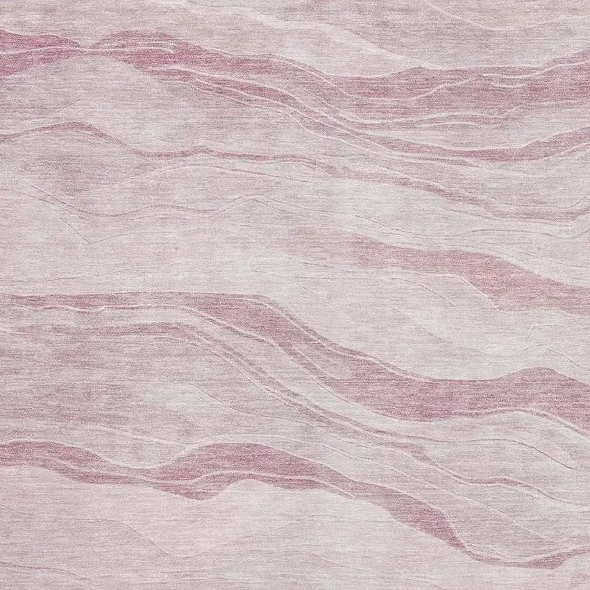 Pink And Ivory Striped Washable Area Rug With UV Protection Photo 2
