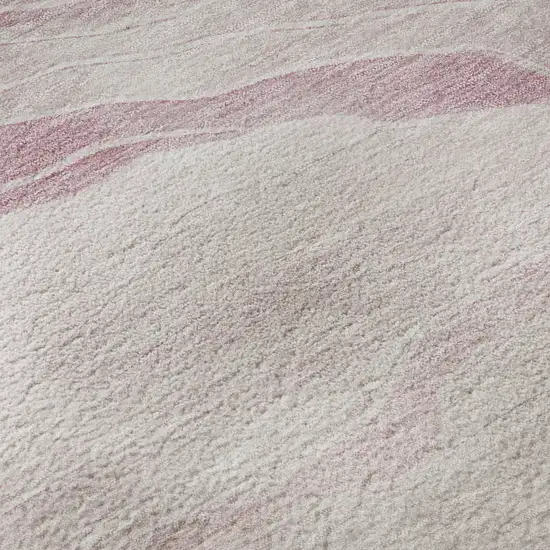 Pink And Ivory Striped Washable Area Rug With UV Protection Photo 8