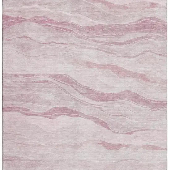 Pink And Ivory Striped Washable Area Rug With UV Protection Photo 2