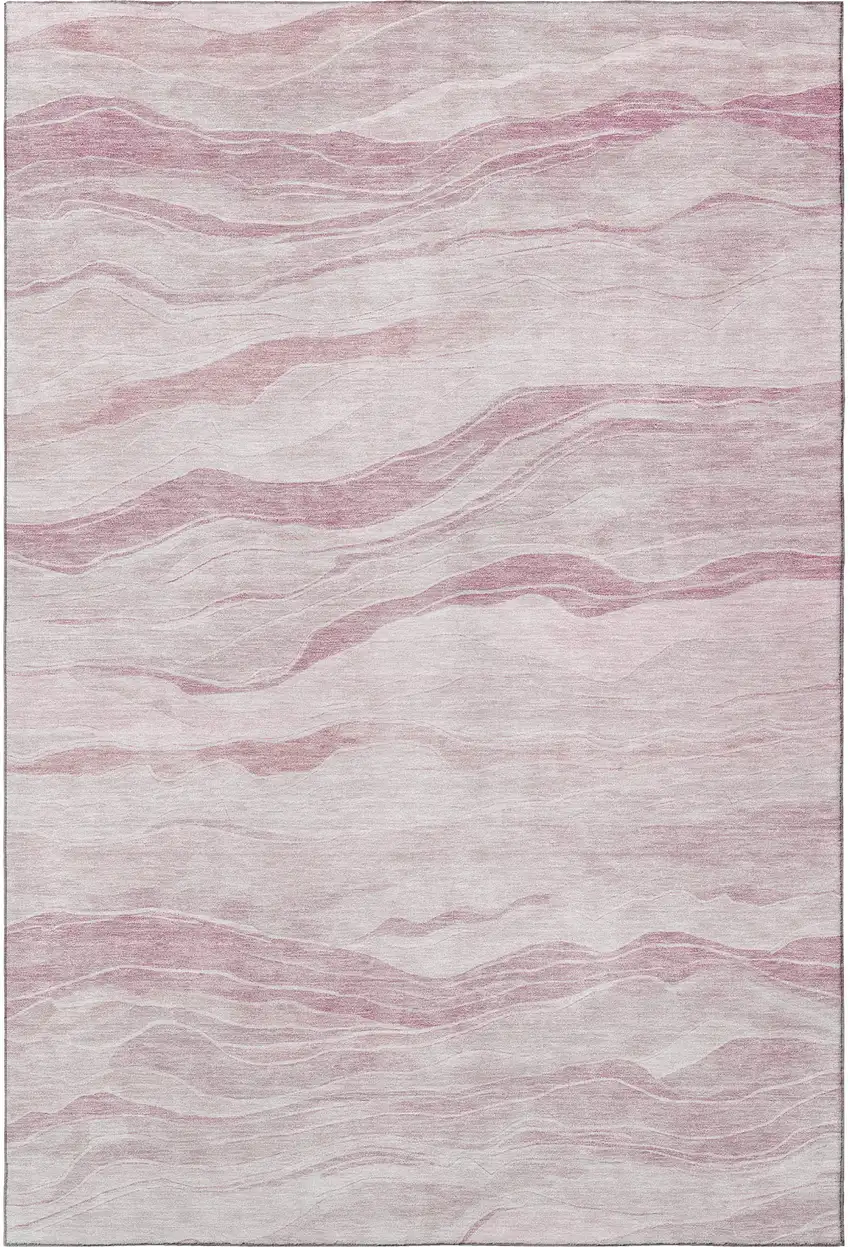 Pink And Ivory Striped Washable Area Rug With UV Protection Photo 3