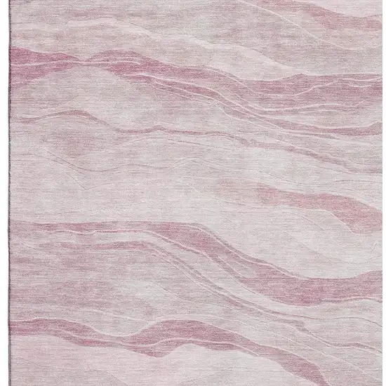 Pink And Ivory Striped Washable Area Rug With UV Protection Photo 2