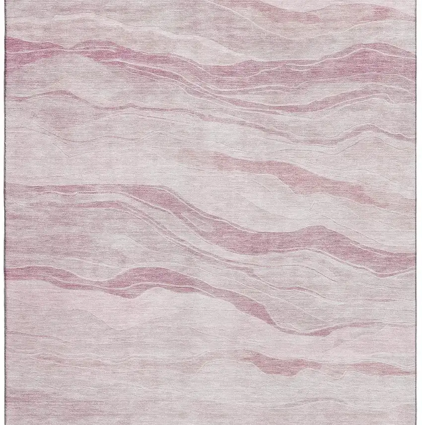 Pink And Ivory Striped Washable Area Rug With UV Protection Photo 3