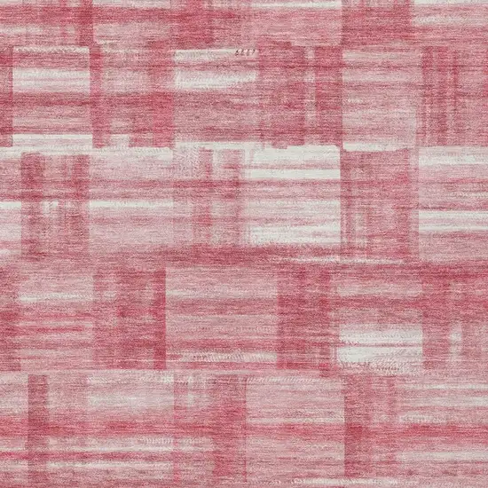 Pink And Ivory Striped Washable Indoor Outdoor Area Rug Photo 3