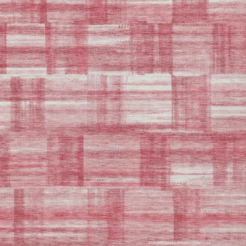 Pink And Ivory Striped Washable Indoor Outdoor Area Rug Photo 3