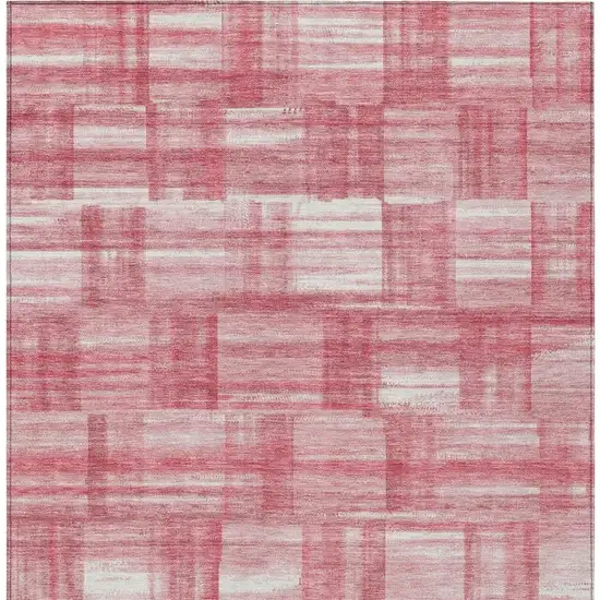 Pink And Ivory Striped Washable Indoor Outdoor Area Rug Photo 4
