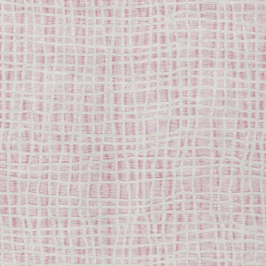 Pink And Ivory Striped Washable Indoor Outdoor Area Rug Photo 4
