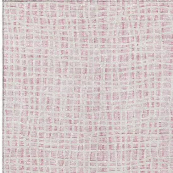 Pink And Ivory Striped Washable Indoor Outdoor Area Rug Photo 4