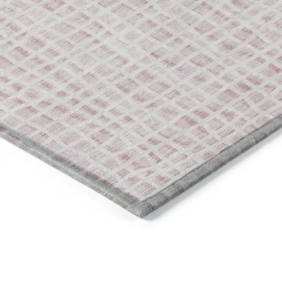 Pink And Ivory Striped Washable Indoor Outdoor Area Rug Photo 2