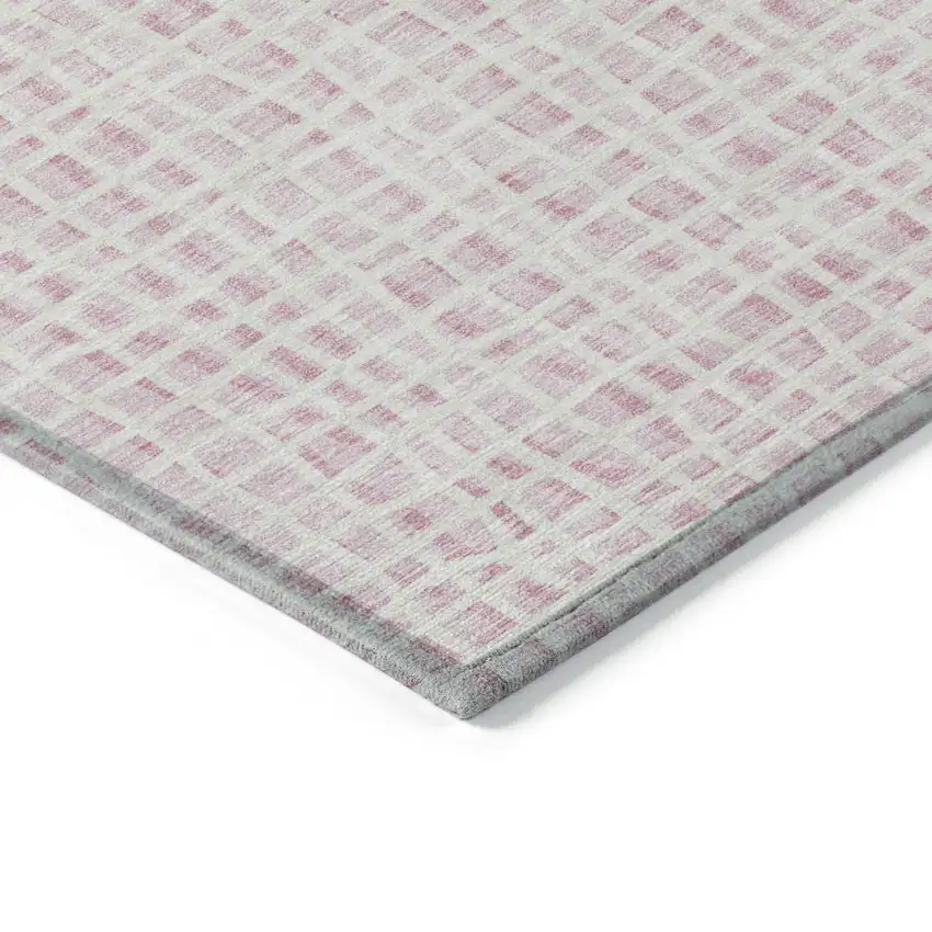 Pink And Ivory Striped Washable Indoor Outdoor Area Rug Photo 2