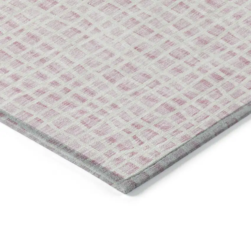 Pink And Ivory Striped Washable Indoor Outdoor Area Rug Photo 2