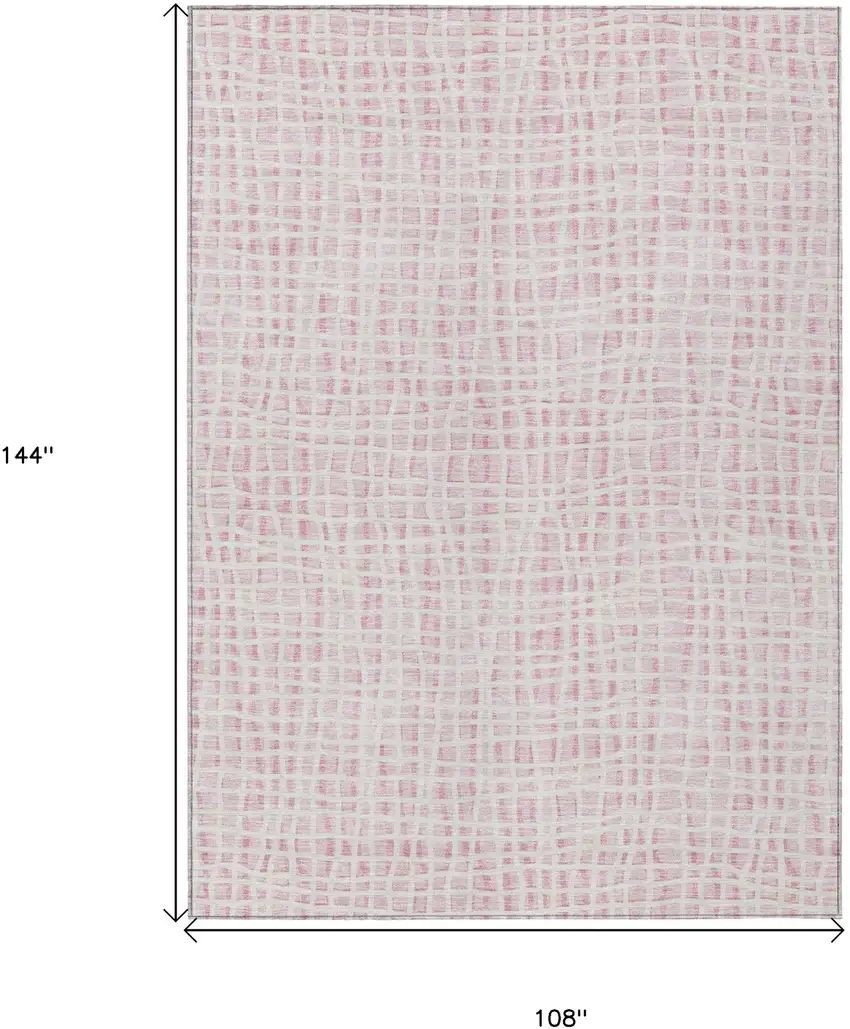 Pink And Ivory Striped Washable Indoor Outdoor Area Rug Photo 9