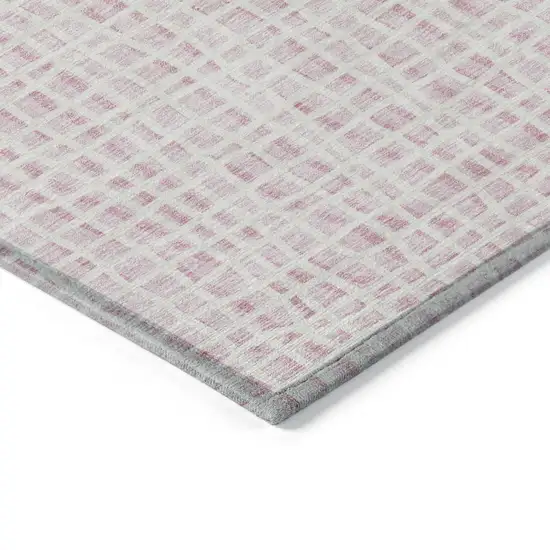 Pink And Ivory Striped Washable Indoor Outdoor Area Rug Photo 2