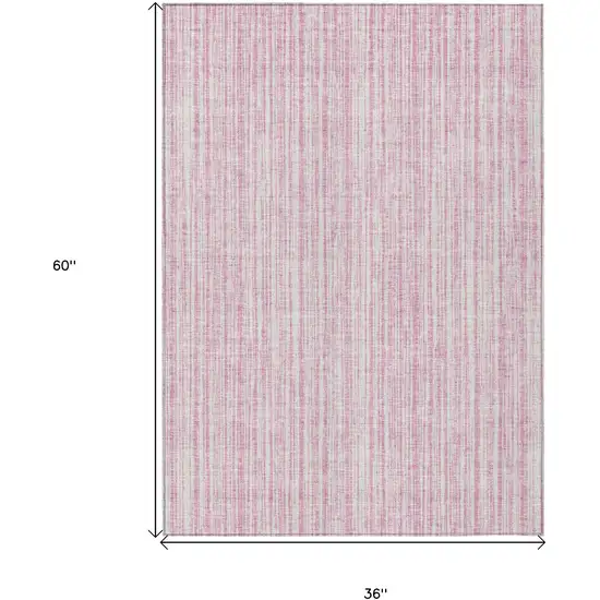 Pink And Ivory Striped Washable Indoor Outdoor Area Rug Photo 6