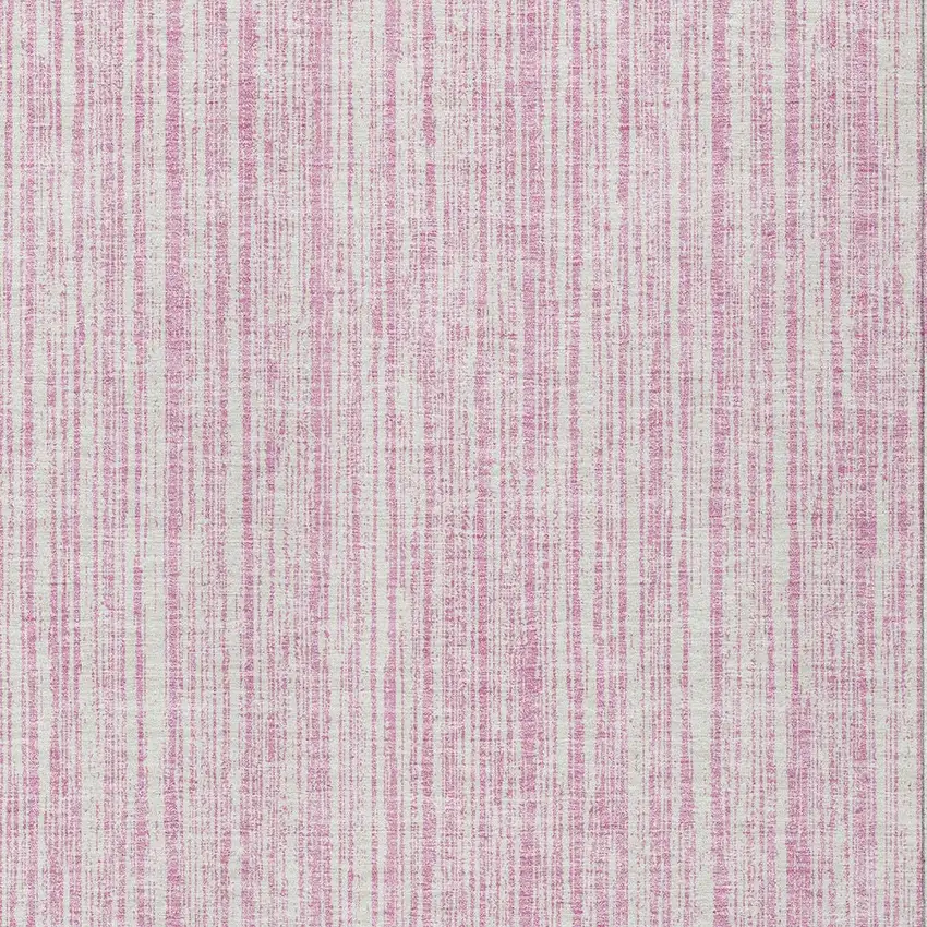 Pink And Ivory Striped Washable Indoor Outdoor Area Rug Photo 4