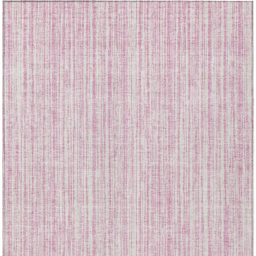 Pink And Ivory Striped Washable Indoor Outdoor Area Rug Photo 4
