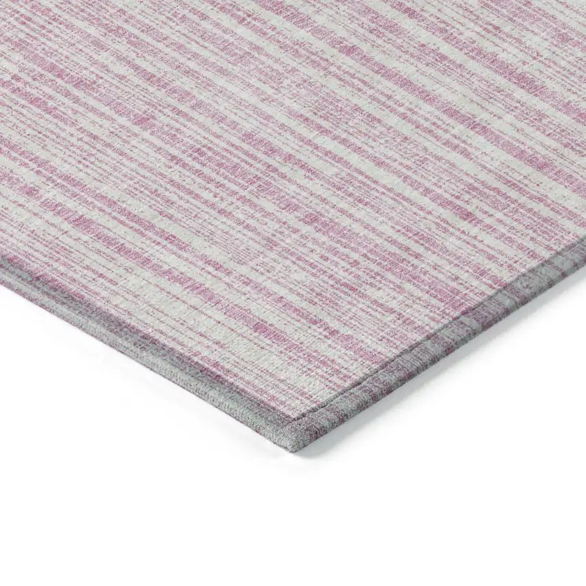 Pink And Ivory Striped Washable Indoor Outdoor Area Rug Photo 2