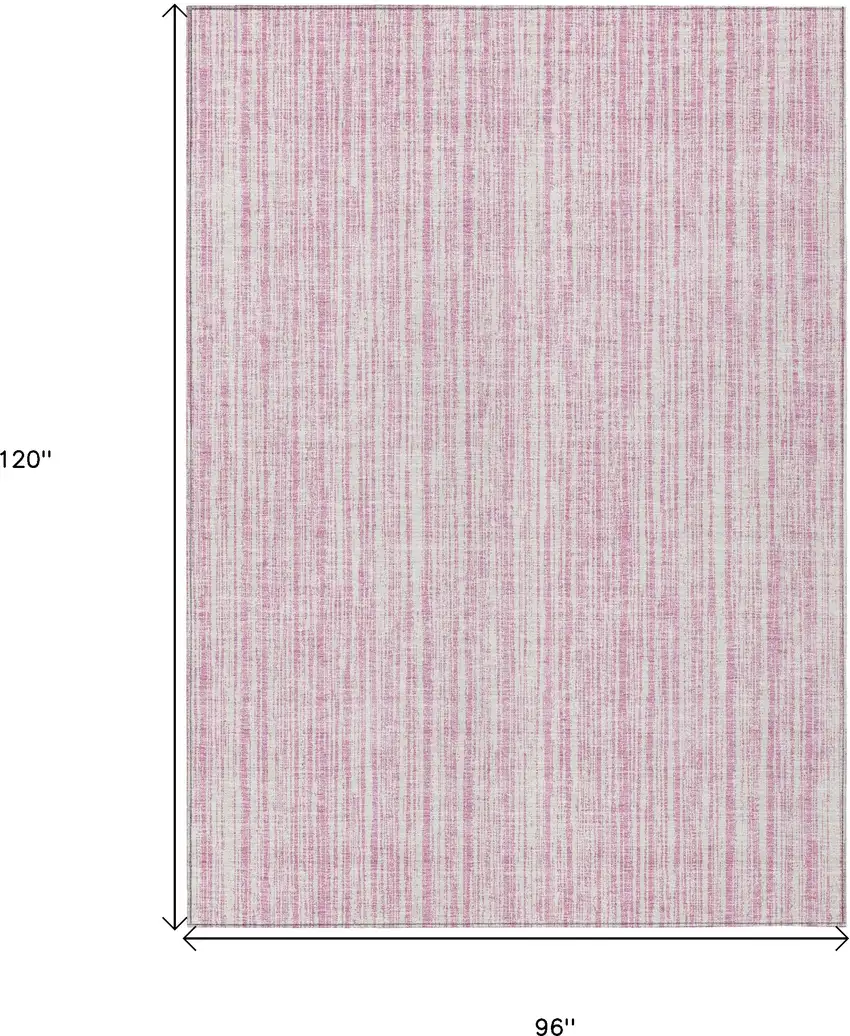 Pink And Ivory Striped Washable Indoor Outdoor Area Rug Photo 9