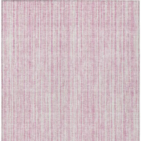 Pink And Ivory Striped Washable Indoor Outdoor Area Rug Photo 3