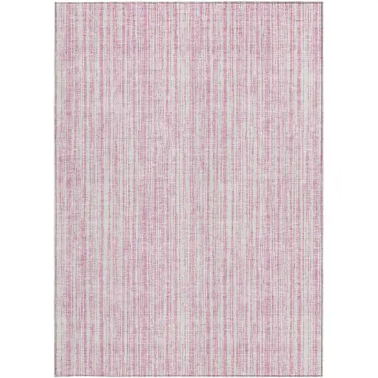 Pink And Ivory Striped Washable Indoor Outdoor Area Rug Photo 4