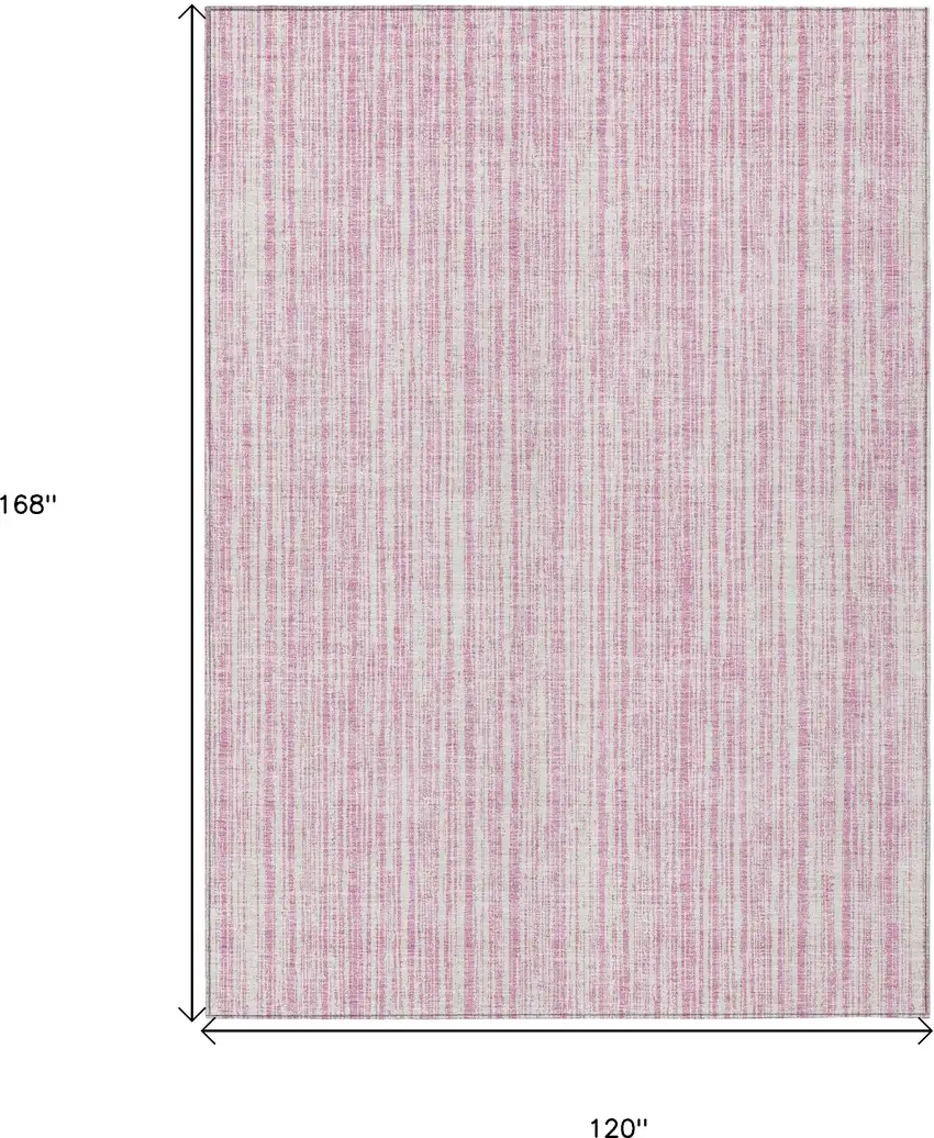 Pink And Ivory Striped Washable Indoor Outdoor Area Rug Photo 9
