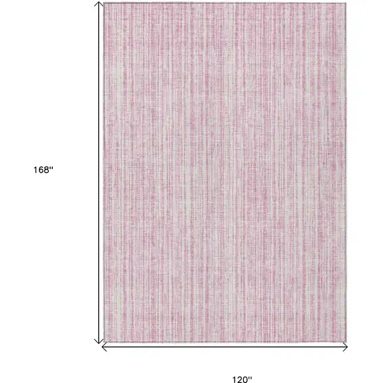 Pink And Ivory Striped Washable Indoor Outdoor Area Rug Photo 9
