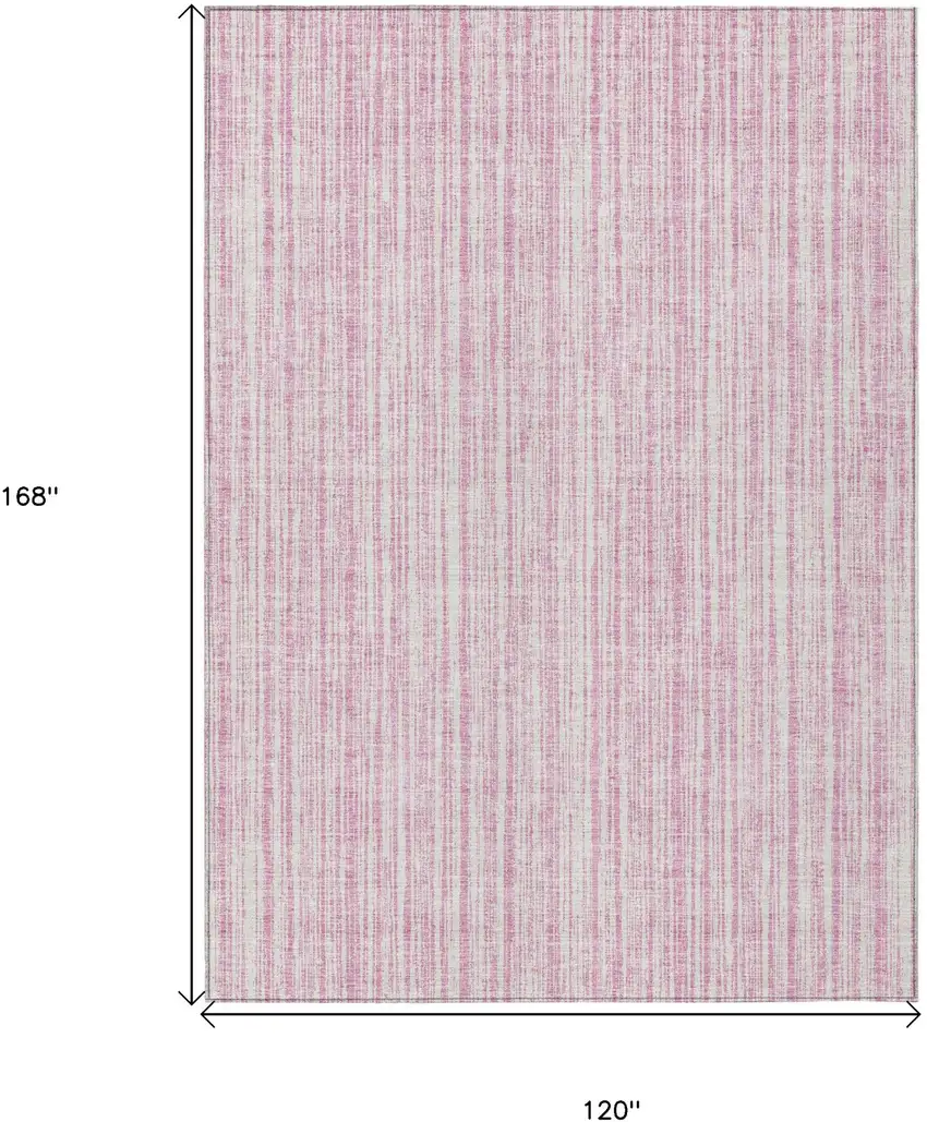 Pink And Ivory Striped Washable Indoor Outdoor Area Rug Photo 9