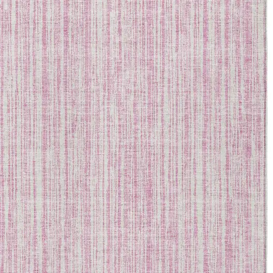 Pink And Ivory Striped Washable Indoor Outdoor Area Rug Photo 3