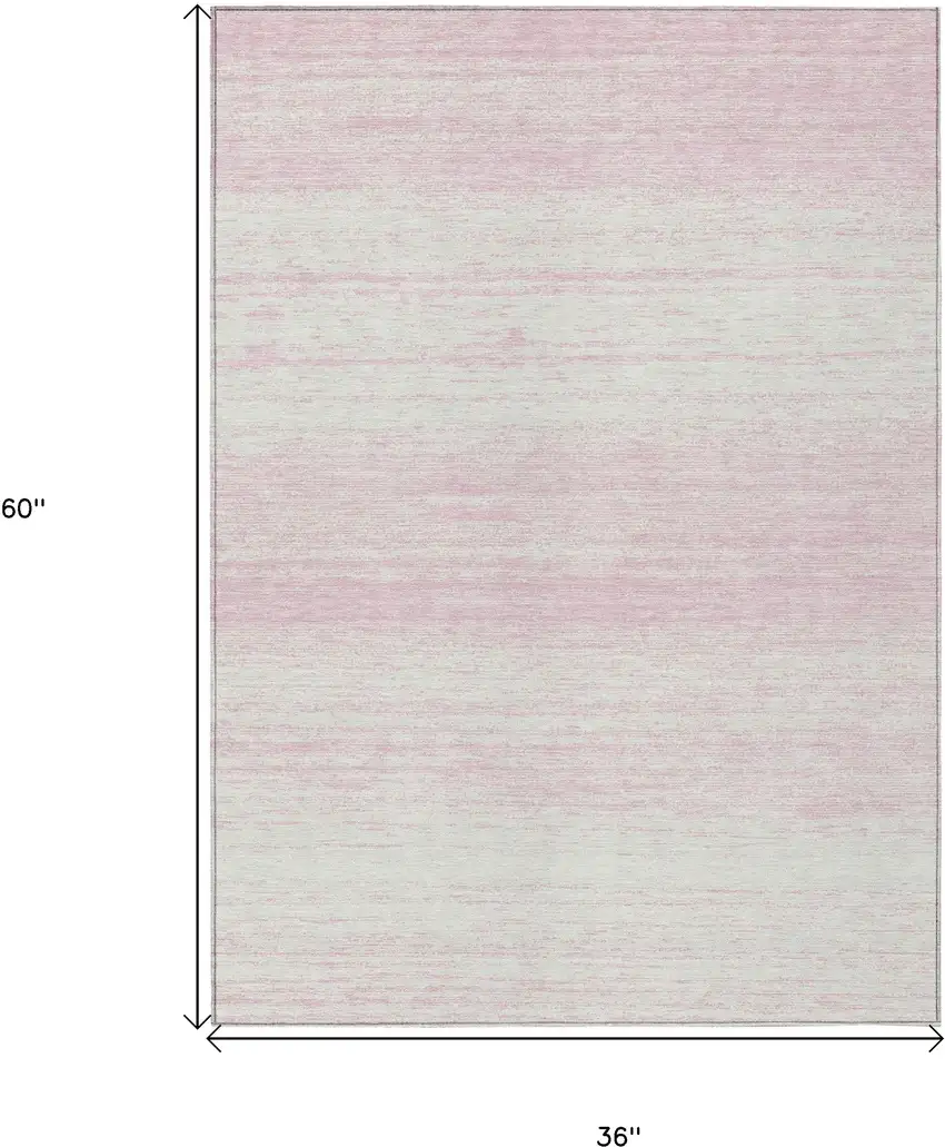 Pink And Ivory Striped Washable Indoor Outdoor Area Rug Photo 3