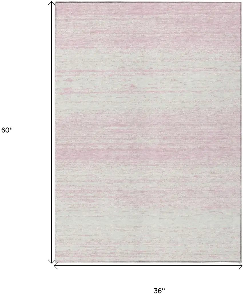 Pink And Ivory Striped Washable Indoor Outdoor Area Rug Photo 3