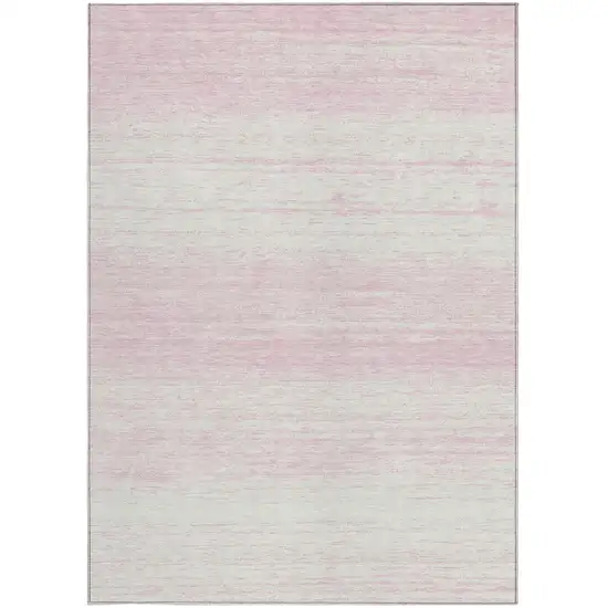 Pink And Ivory Striped Washable Indoor Outdoor Area Rug Photo 6