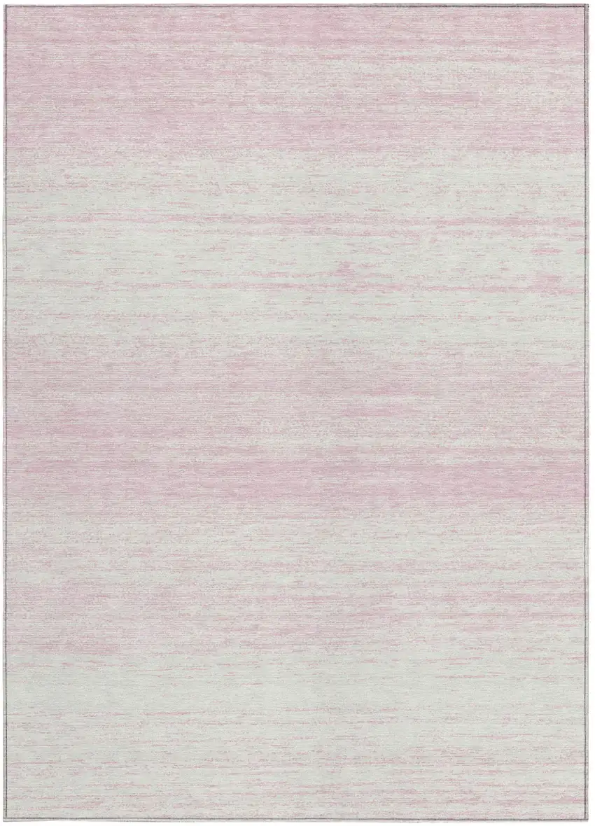 Pink And Ivory Striped Washable Indoor Outdoor Area Rug Photo 6