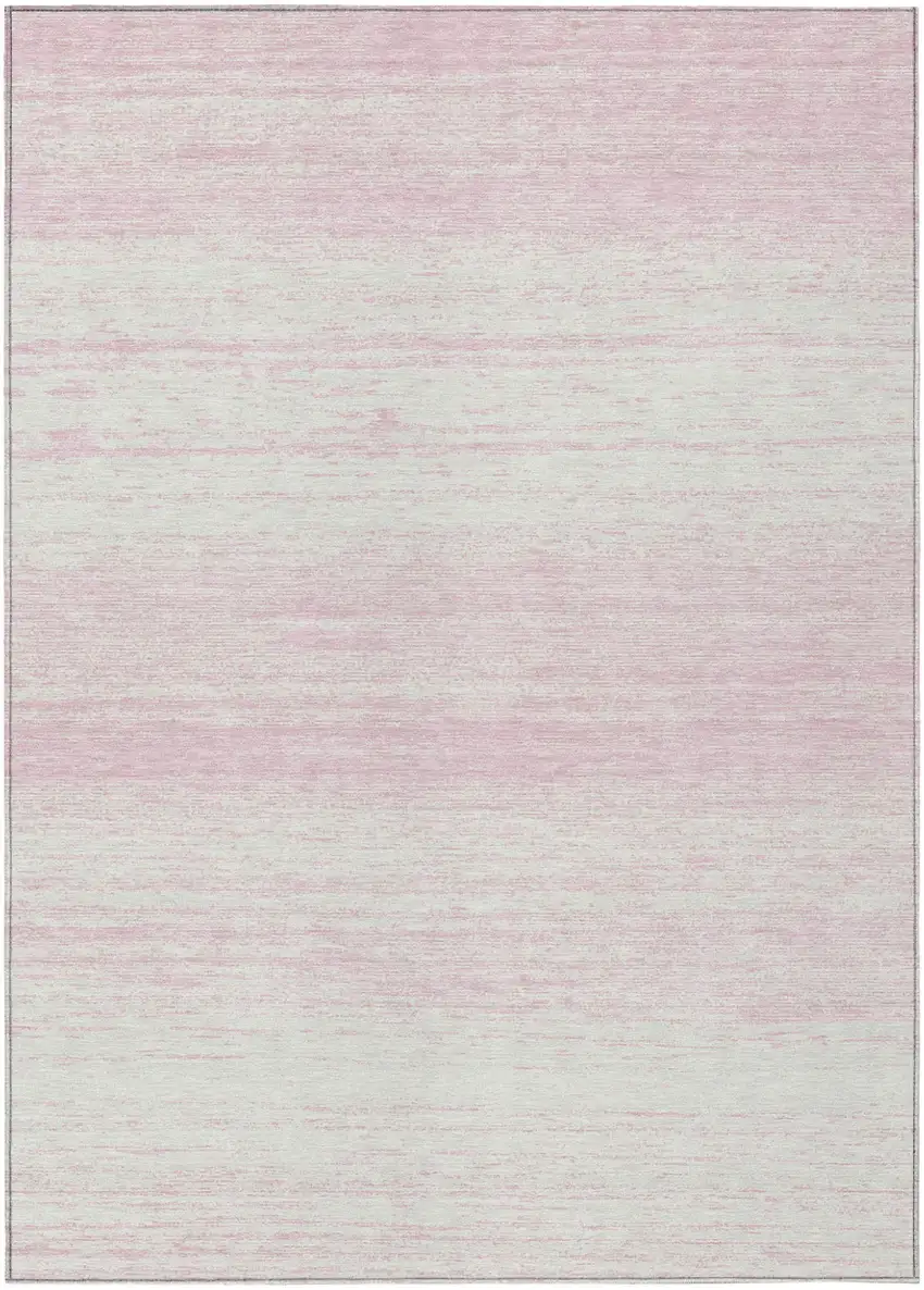 Pink And Ivory Striped Washable Indoor Outdoor Area Rug Photo 2