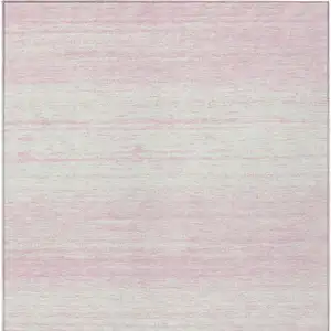 Photo of Pink And Ivory Striped Washable Indoor Outdoor Area Rug
