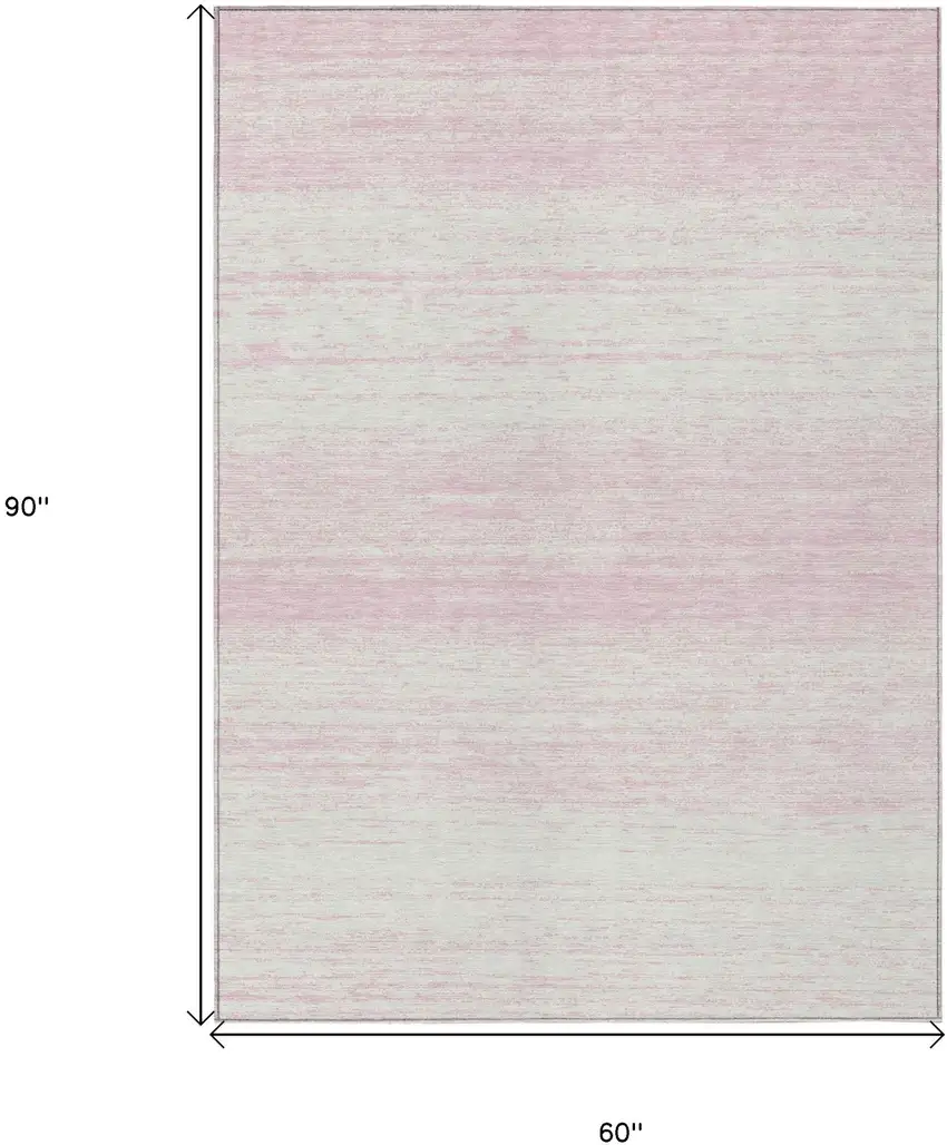 Pink And Ivory Striped Washable Indoor Outdoor Area Rug Photo 3