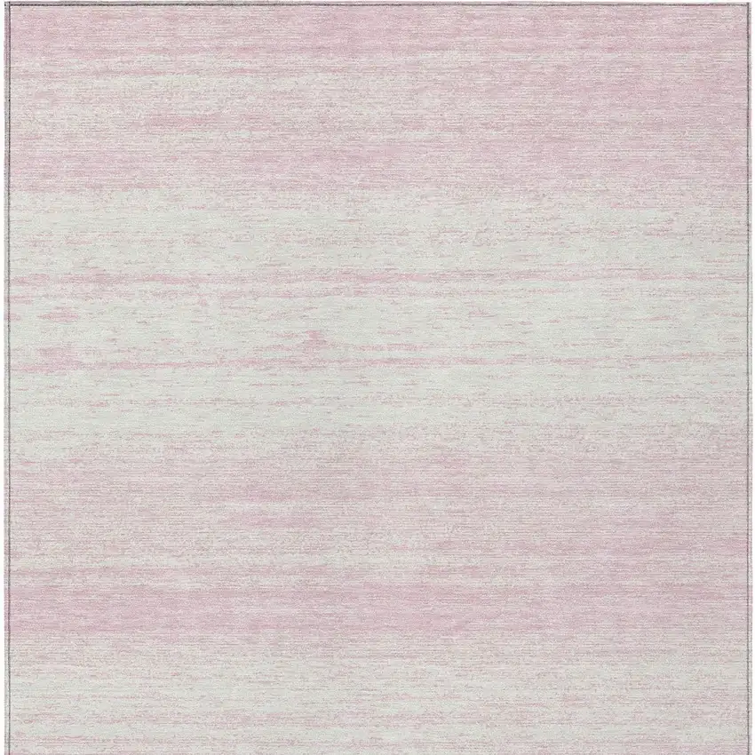 Pink And Ivory Striped Washable Indoor Outdoor Area Rug Photo 7