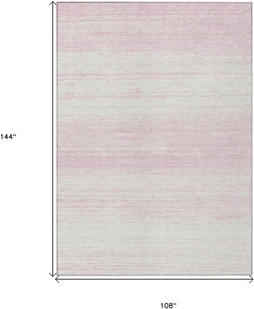Pink And Ivory Striped Washable Indoor Outdoor Area Rug Photo 3